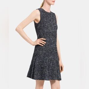 Theory Asymmetrical Shift Dress Wool Blend Tweed EUC 0